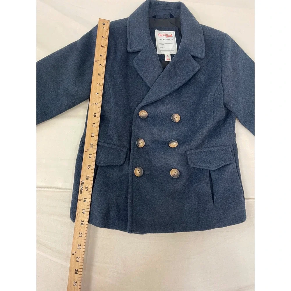 Cat & Jack Girls' Navy Blue Double-Breasted Peacoat Size S New with Tags